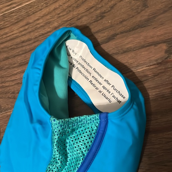 NEW Speedo Girl's Swimsuit One-Piece Mesh Splice Thick Strap, Darling Ditsy Cyan - Picture 7 of 13